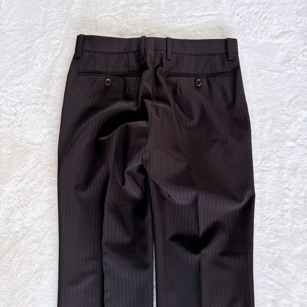 【COMME CA MEN】スーツ 3ピース ブラウン ストライプ 44サイズ
