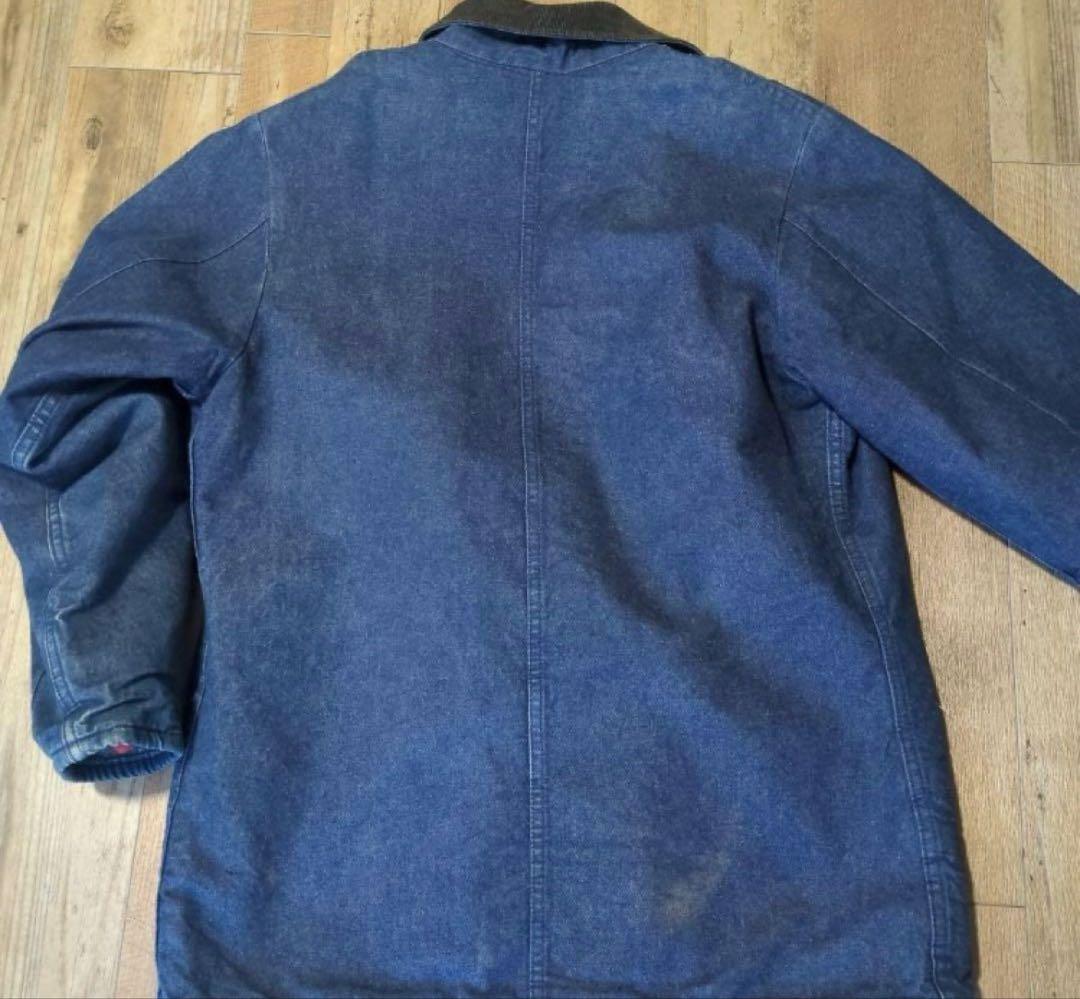 ビンテージ　80s古着　DICKIES　デニムカバーオール　サイズ38 赤リブ