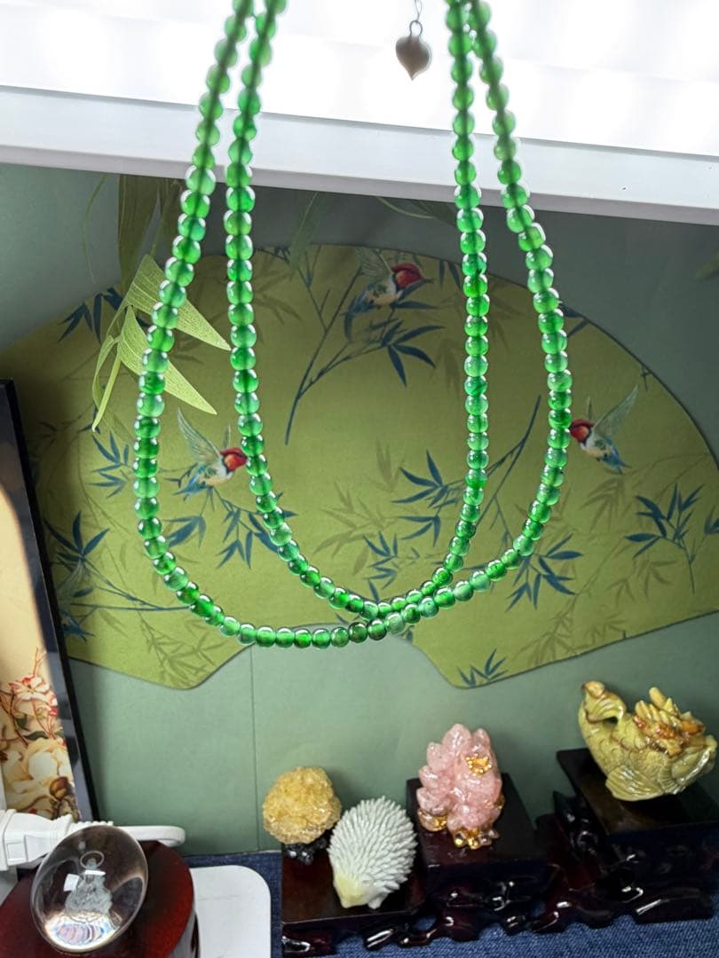 新入荷❣️高品質‼️天然A貨翡翠　18k、氷種満緑小粒ネックレス　鑑定書付き