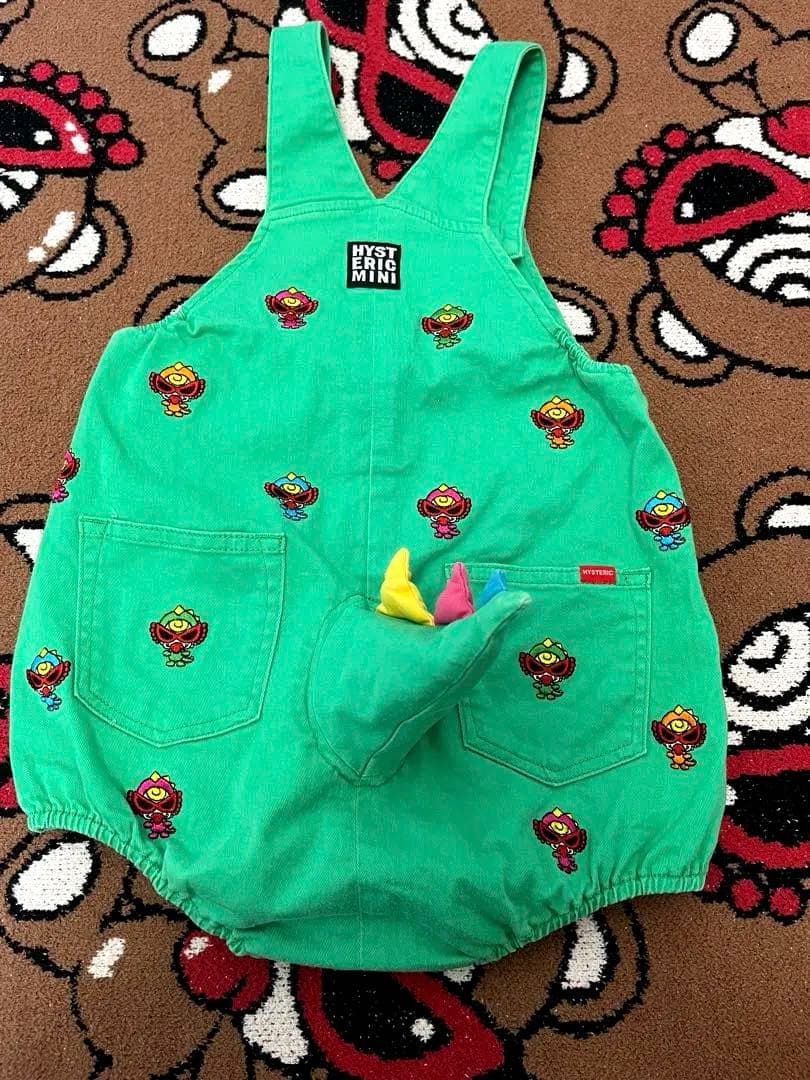 ヒステリックミニ　ミニラしっぽ付き刺繍オーバーオール　サロペット