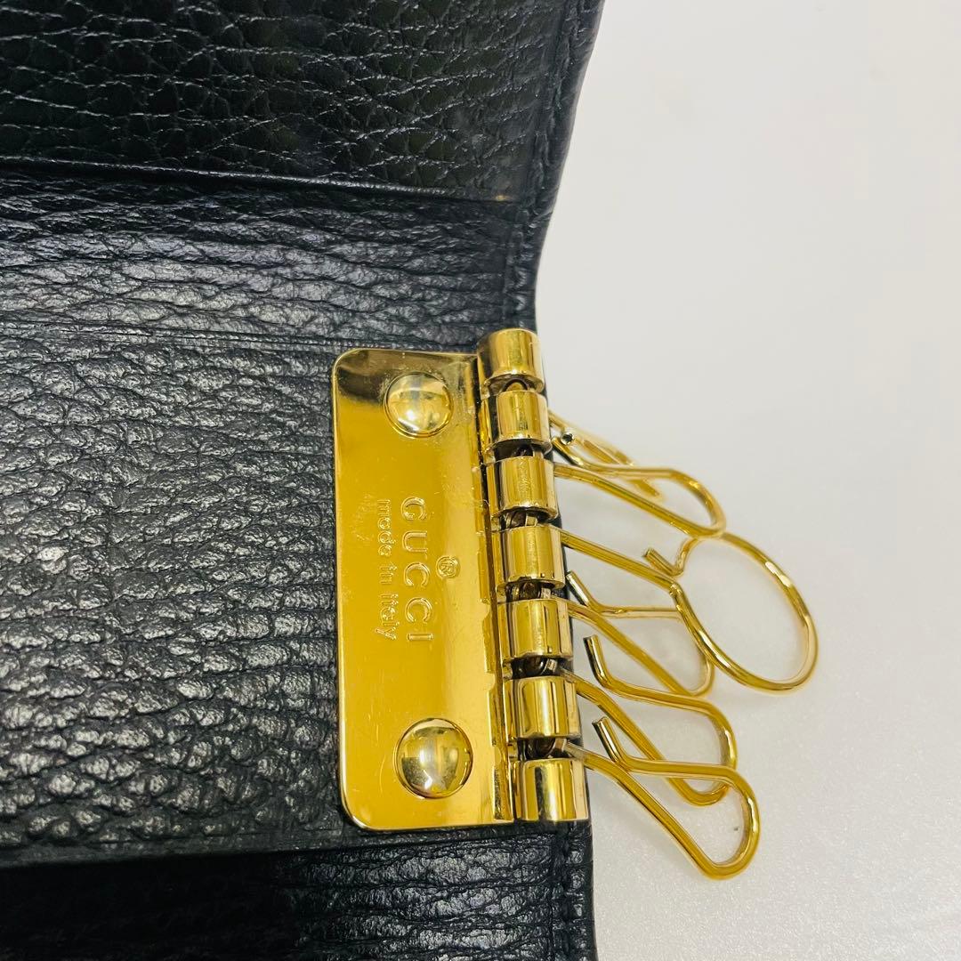 美品 GUCCI グッチ GGマーモント 6連キーケース レザー ブラック 黒