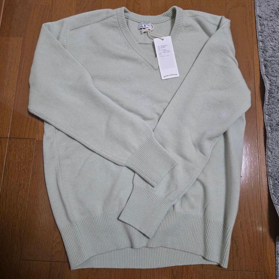 フ*ワ様 カシミヤ100% Vネックセーター L ライトグリーン