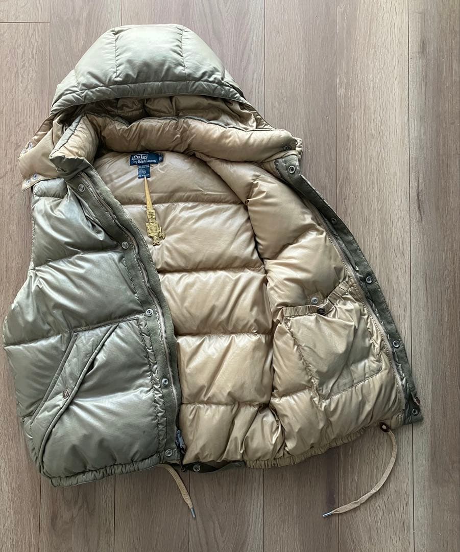 【美品！】Ralph Lauren フード付きダウンベスト オリーブグリーン
