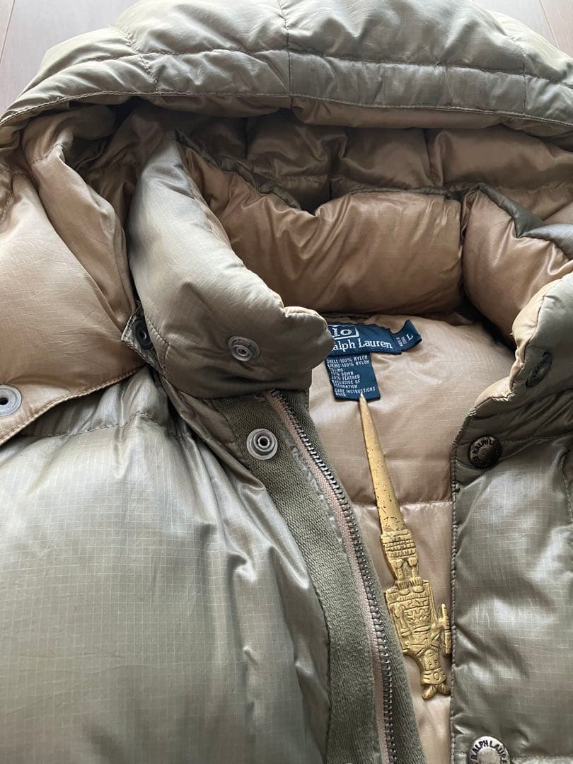 【美品！】Ralph Lauren フード付きダウンベスト オリーブグリーン