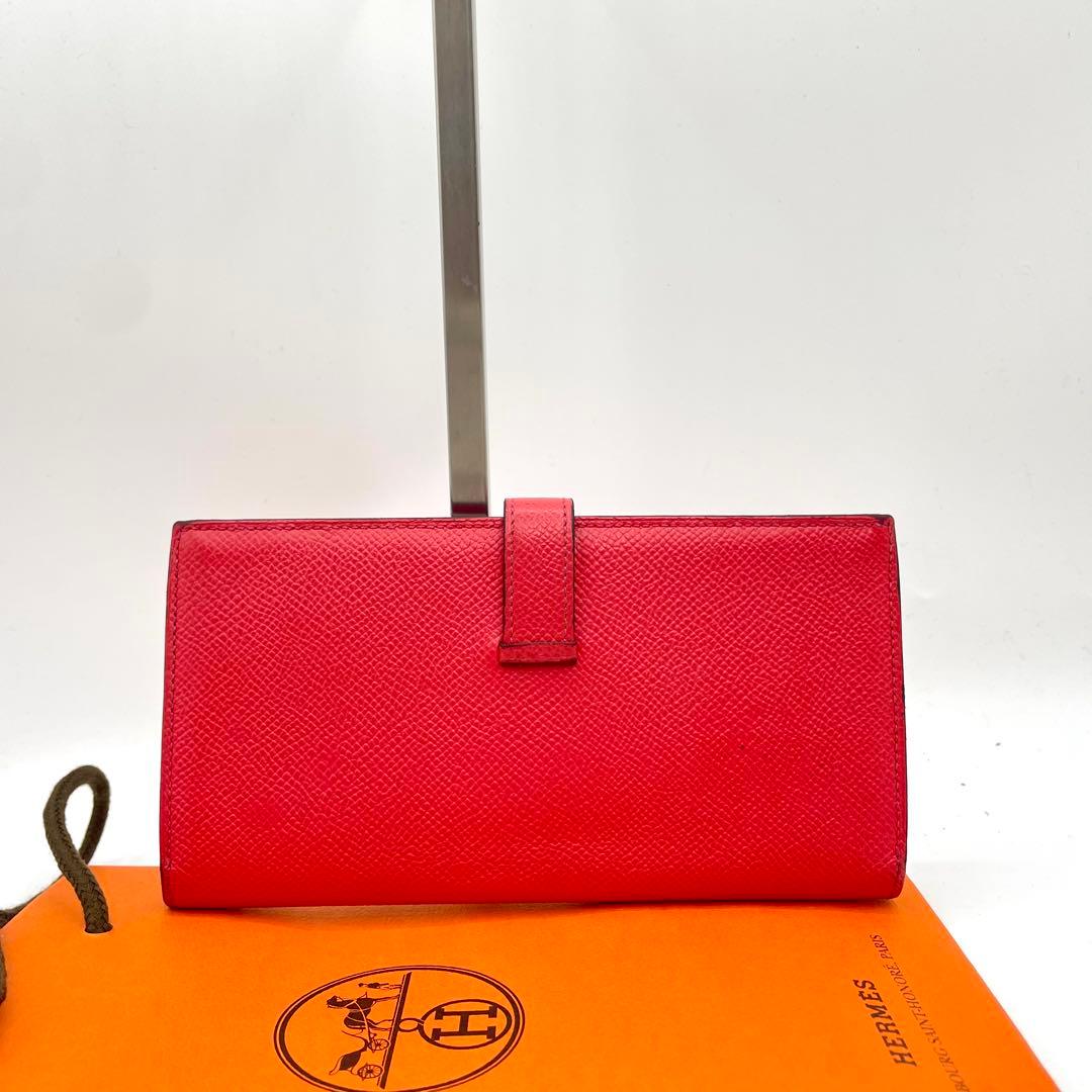 極美品　T刻印　エルメス ベアンスフレ 長財布 エプソン レザー ローズ