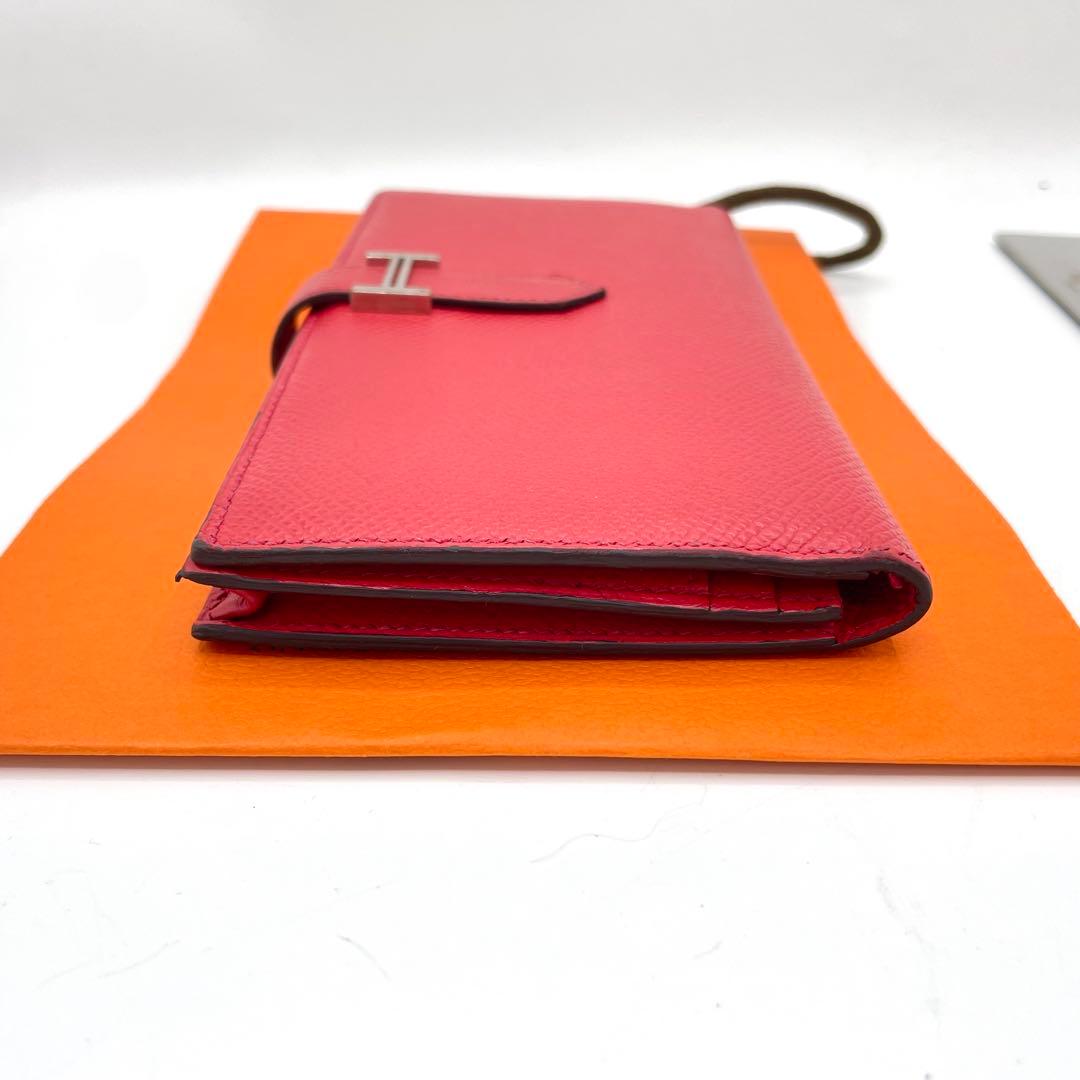 極美品　T刻印　エルメス ベアンスフレ 長財布 エプソン レザー ローズ