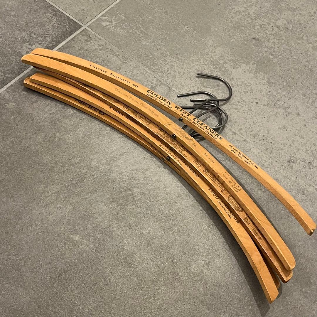 アンティーク ビンテージ クリーニング ハンガー 5本セット 木製 アメリカ