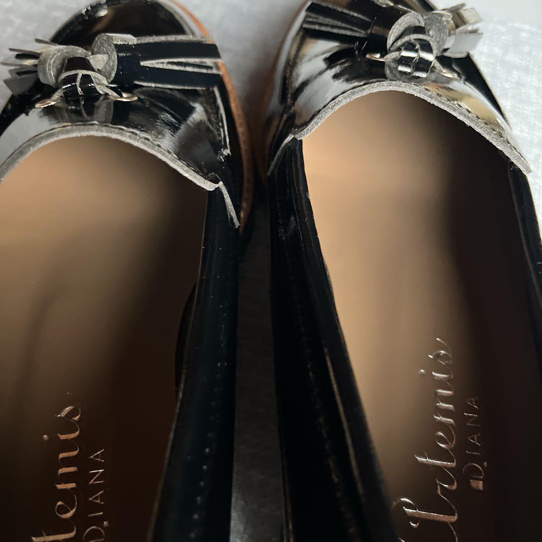 アルテミスバイダイアナ 厚底 エナメル タッセルローファー 黒 ブラック 美品