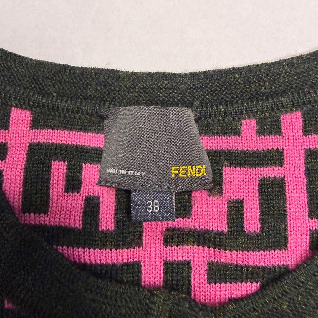 希少 FENDI フェンディ ズッカ柄 　ピンクニット カーディガン
