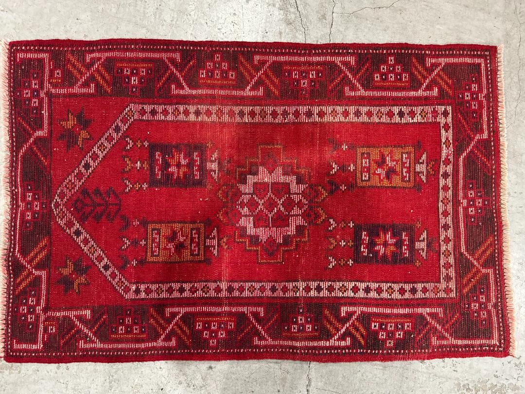 【60's Vintage rug】118×77cm　トルコ　ミフラーブ　ラグ