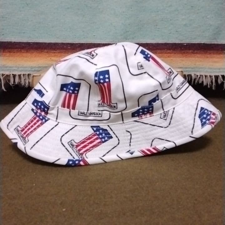 80s90s　ハーレーダビッドソンNo1　ハット　USA製　総柄　ヴィンテージ