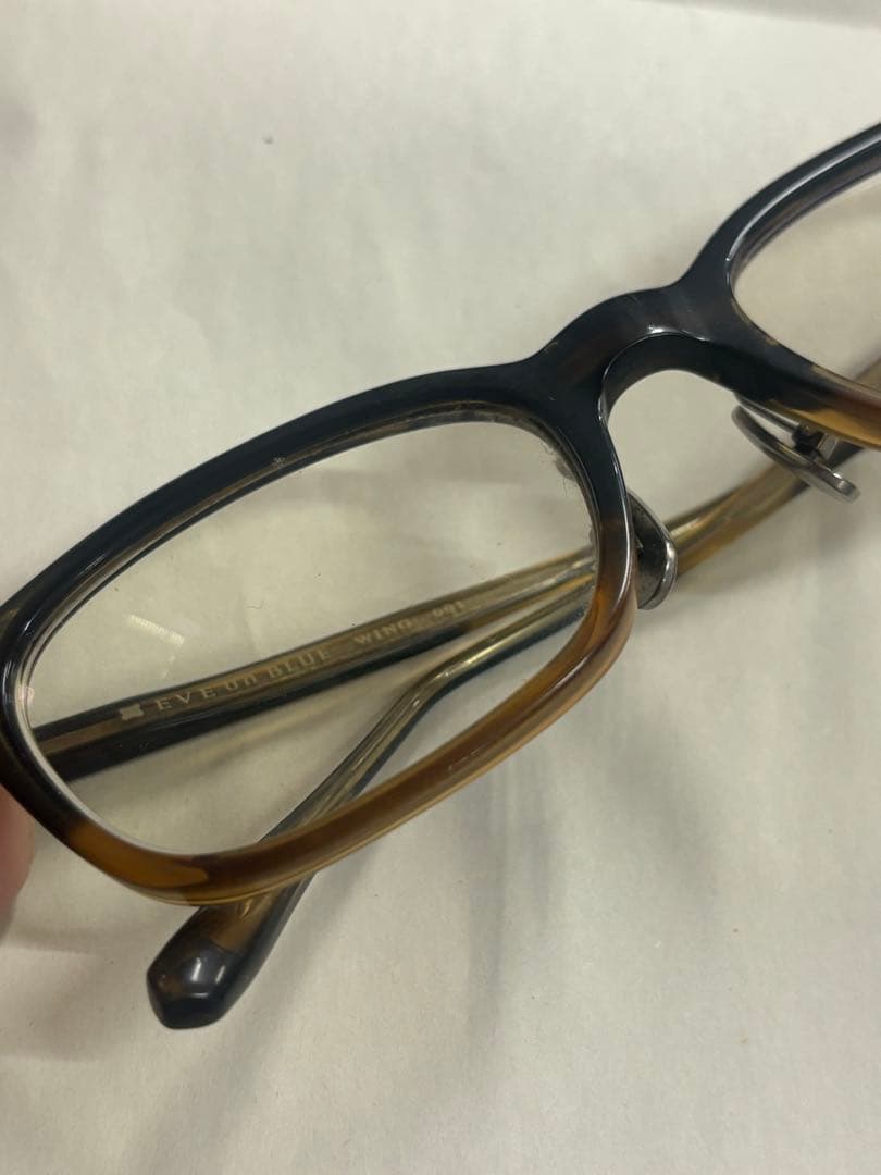 EVE un BLUE メガネ　ウェリントン　フレーム　ブラウン　度あり