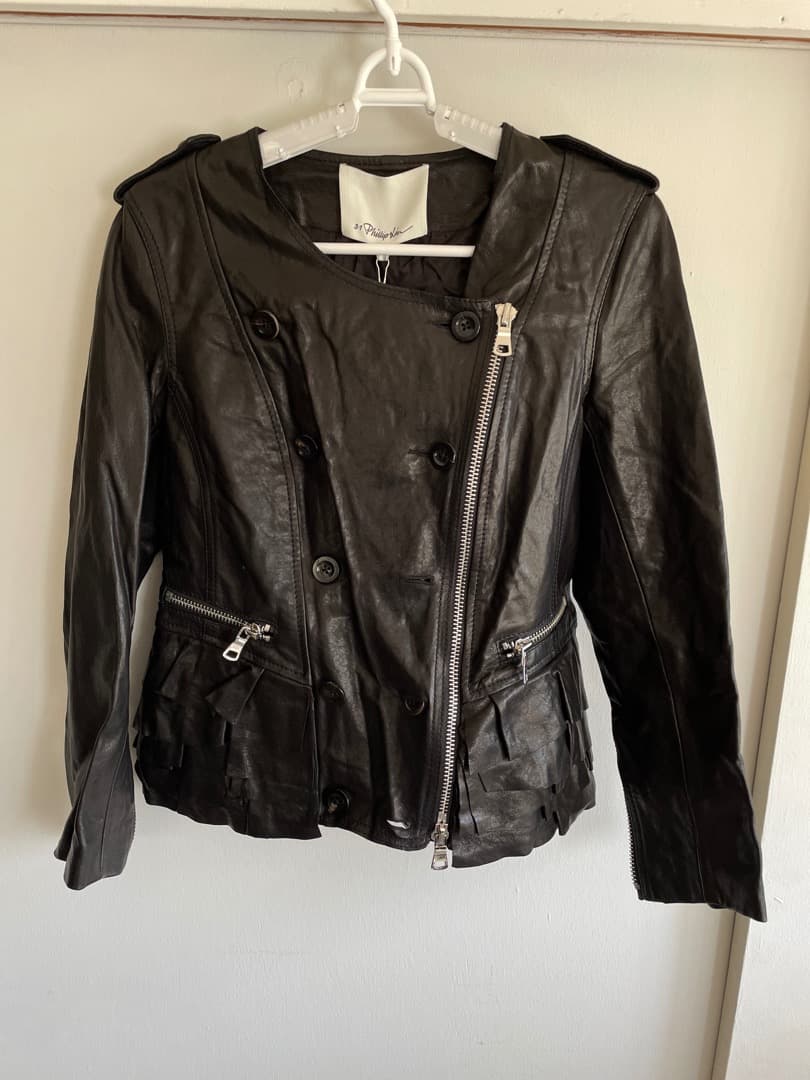 3.1 Phillip Lim レディース新品革製のモーターサイクルジャケット