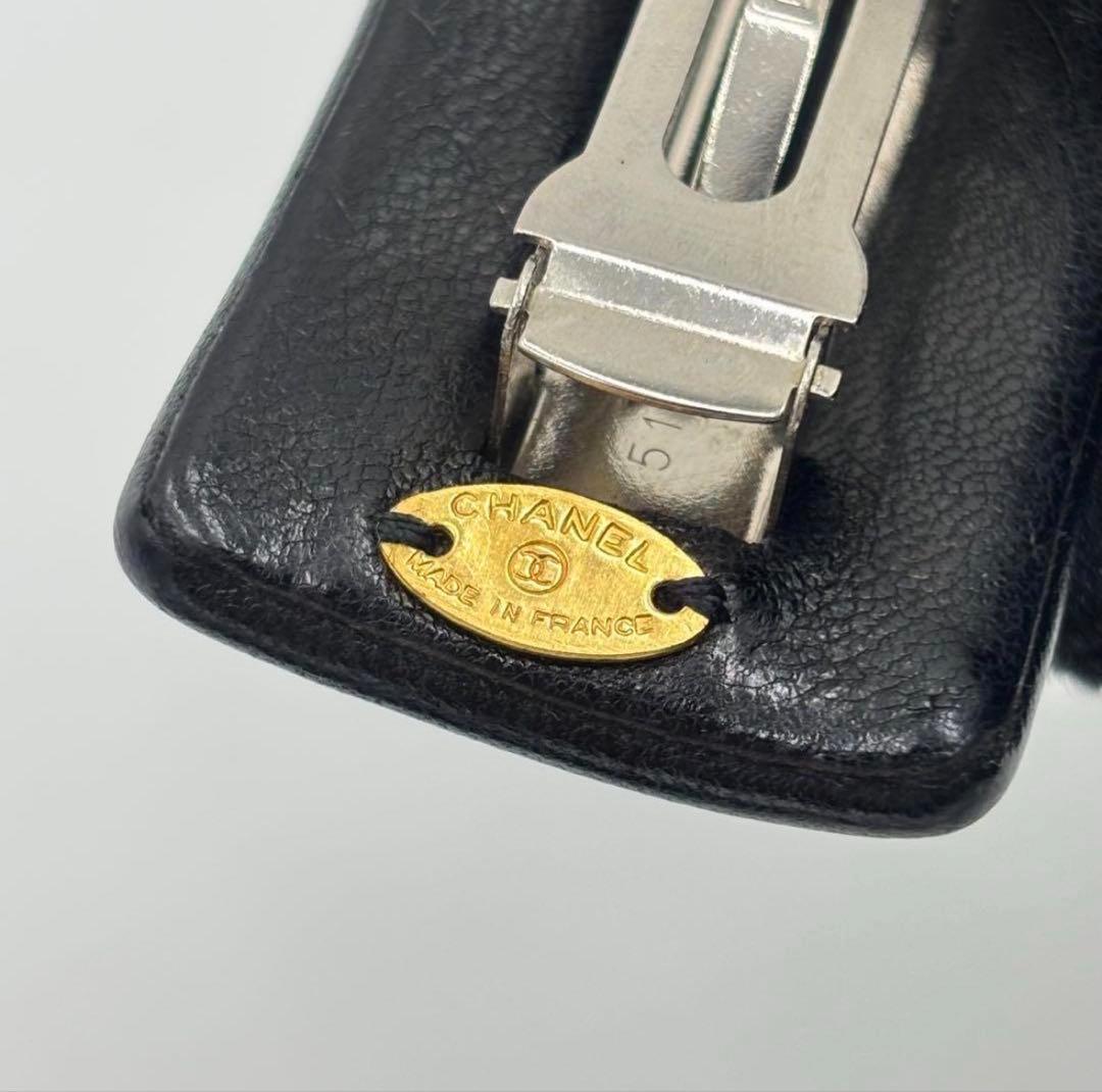 CHANEL シャネル ココマーク レザー バレッタ ゴールド金具 箱付
