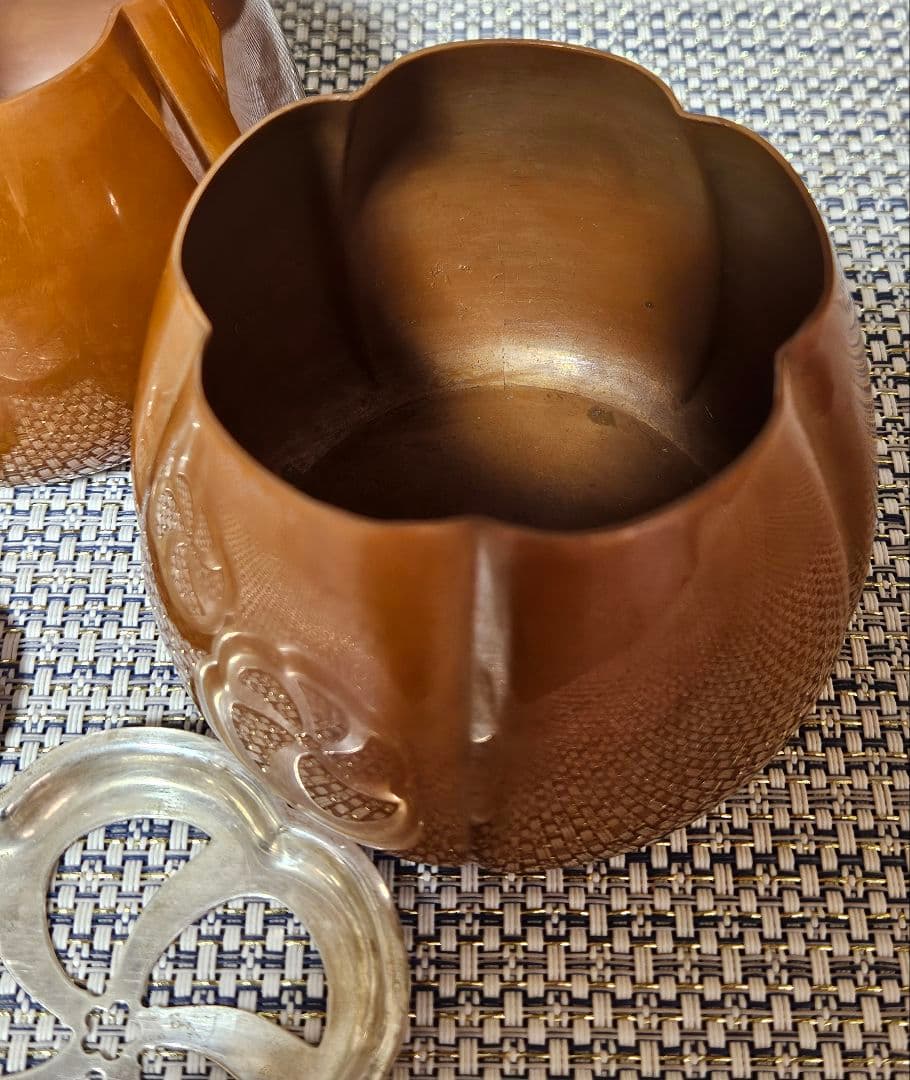 銀座 山崎商店謹製　赤銅　阿古陀香炉　一対　 共箱　茶道具　香道具　透かし蓋附属