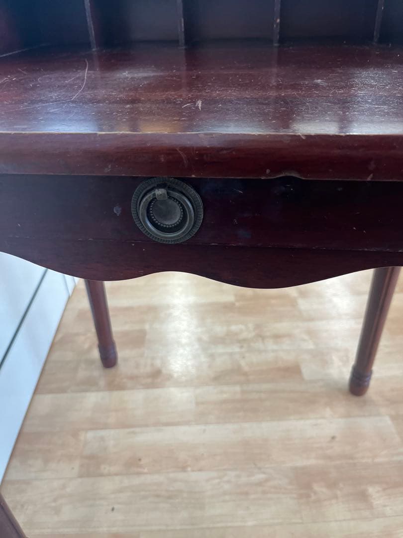 ヴィンテージ　ダークレッド 木製ドレッサー　鏡台　椅子なし　アンティーク