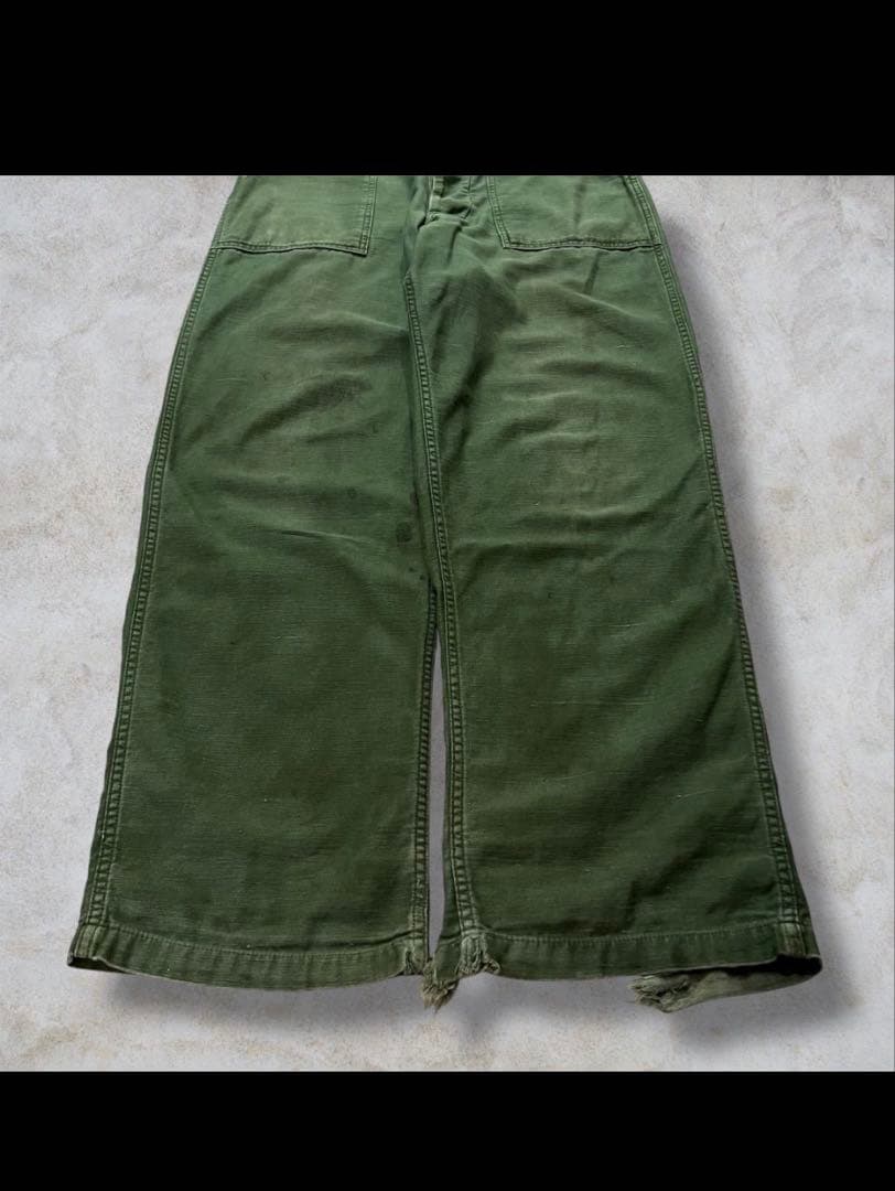 希少70's 米軍実物 OG-107ファティーグ ベイカーパンツ　コットンサテン