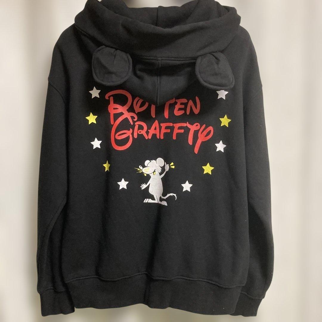 ROTTENGRAFFTY 耳付きジップアップパーカー BLACK XLサイズ