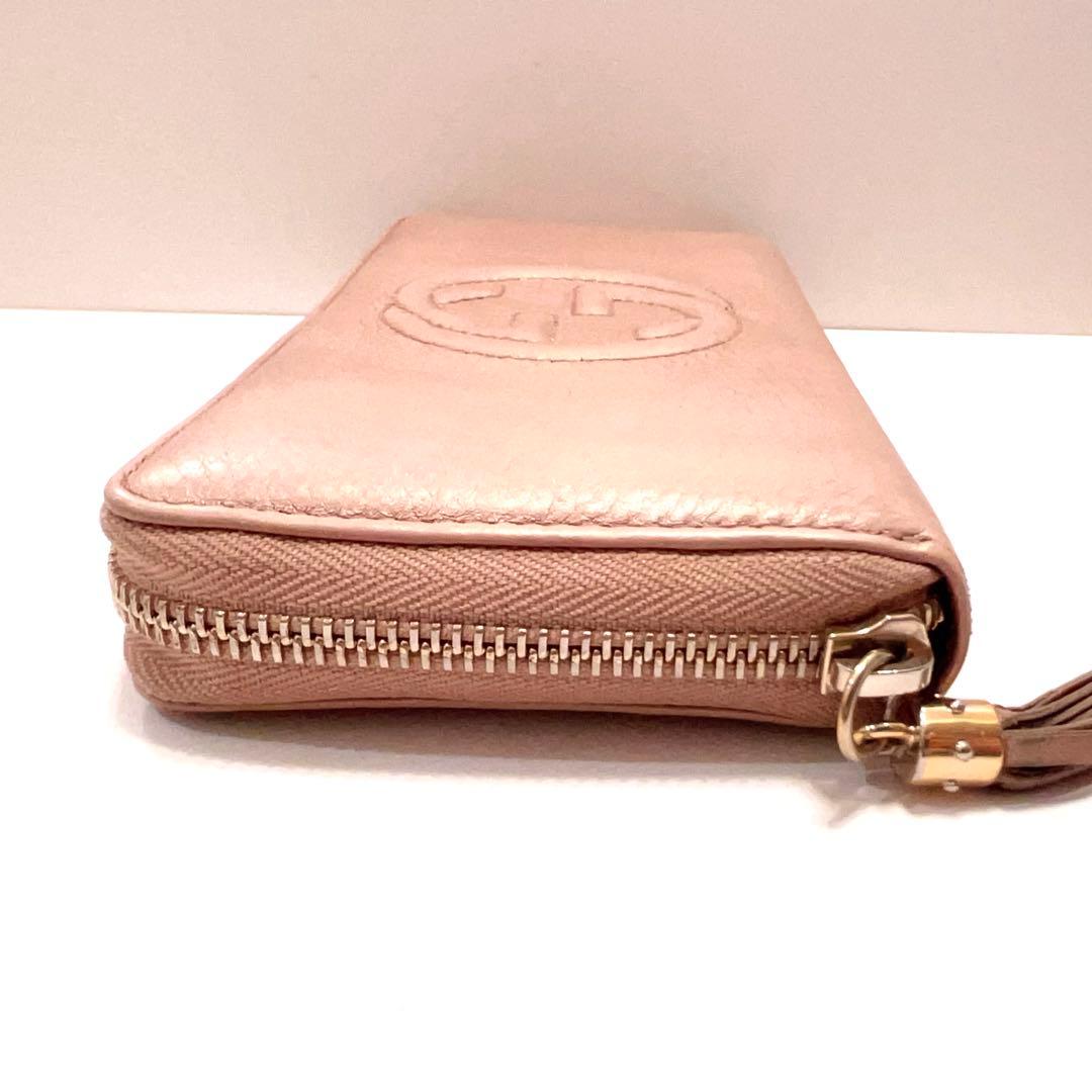グッチ 長財布 ソーホー インターロッキング レザー ラウンドファスナー ピンク