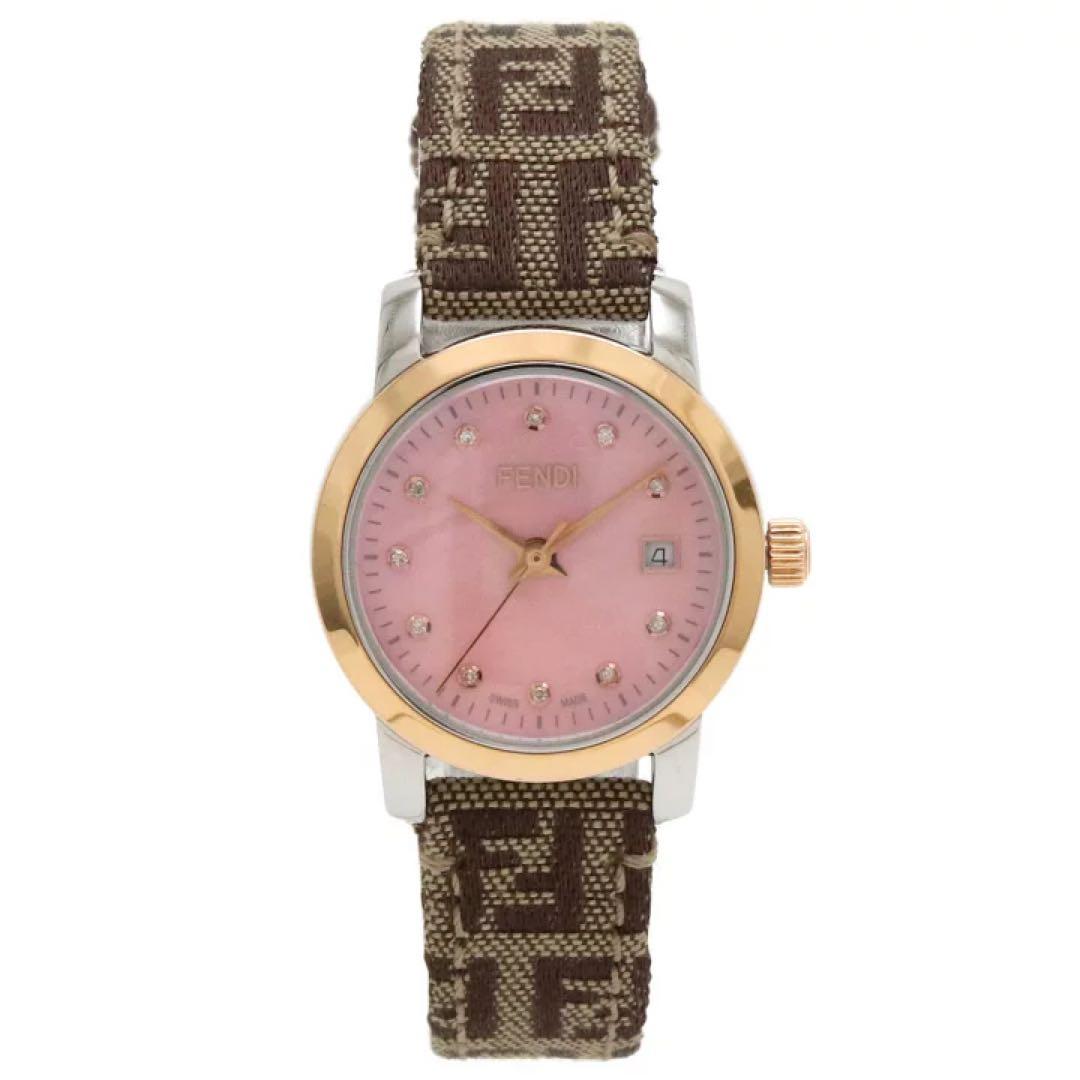 【新品未使用】FENDIフェンディ☆クラシコ ピンクシェル文字盤 11Pダイヤ