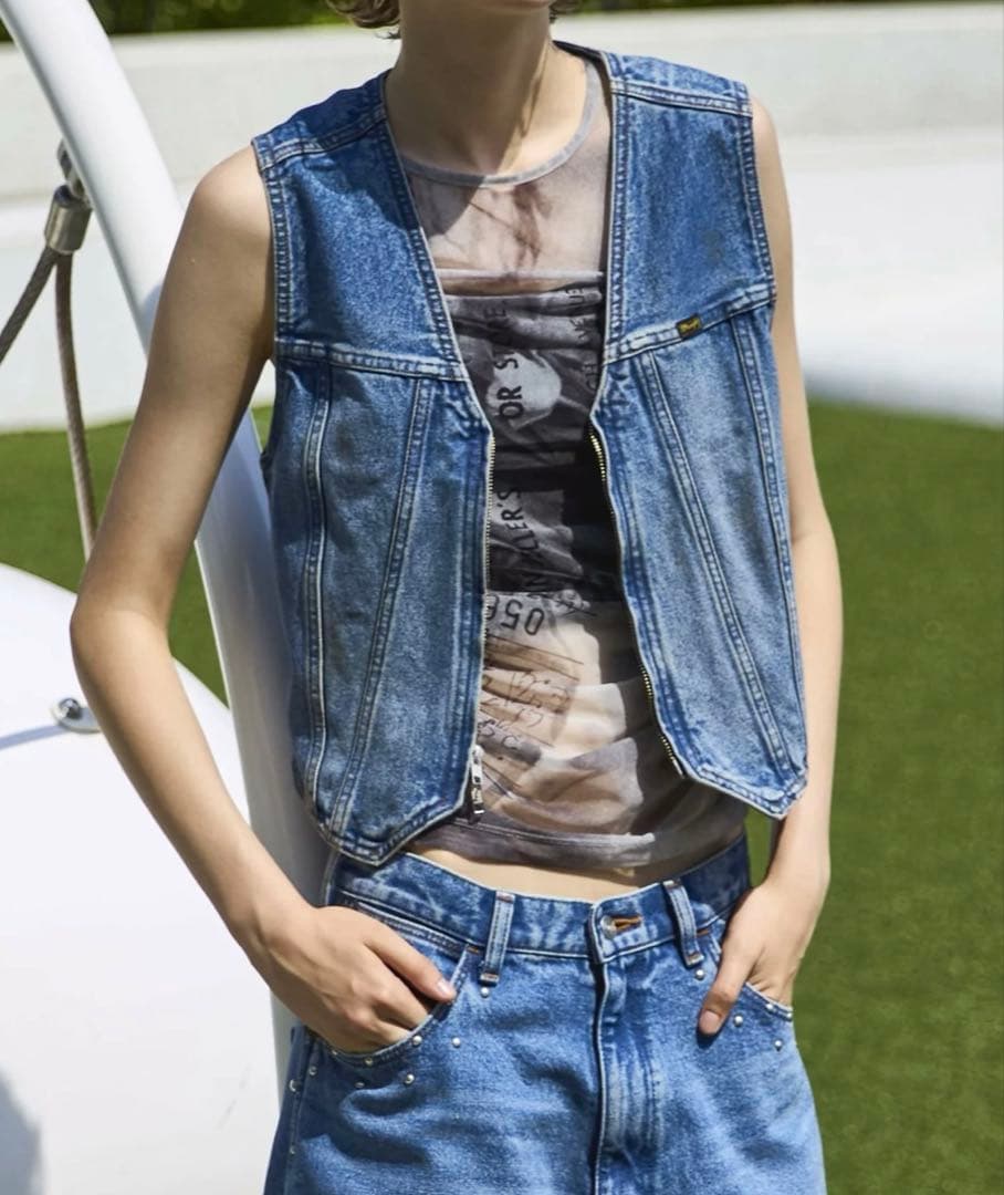 ラングラー×メゾンスペシャル コラボレーションマッドデニムベスト