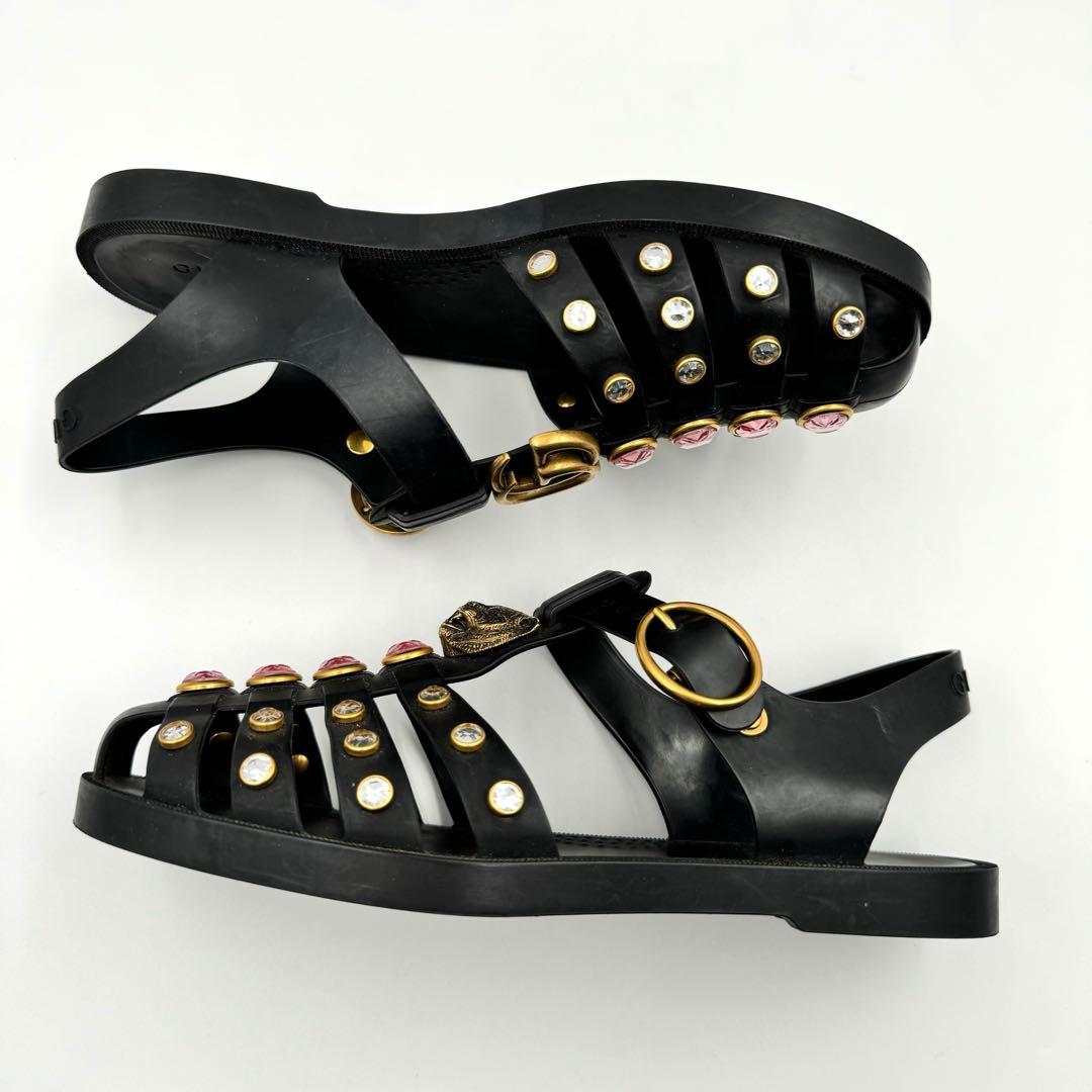 GUCCI ラバーサンダル　ブラック　マーモント　虎　サイズ36