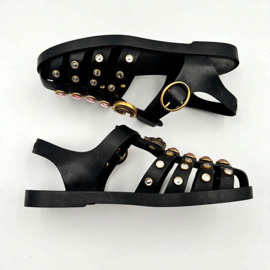 GUCCI ラバーサンダル　ブラック　マーモント　虎　サイズ36