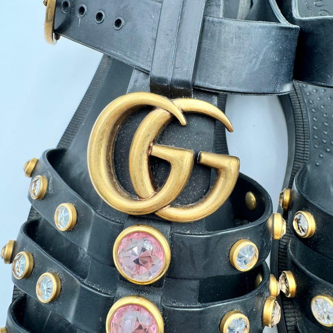GUCCI ラバーサンダル　ブラック　マーモント　虎　サイズ36