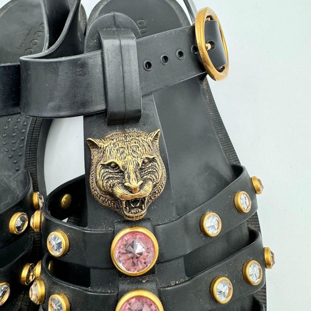 GUCCI ラバーサンダル　ブラック　マーモント　虎　サイズ36