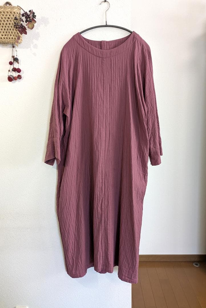 群言堂里山パレット☆草木染ダブルガーゼゆったりOPラベンダー☆手洗い可☆美品です