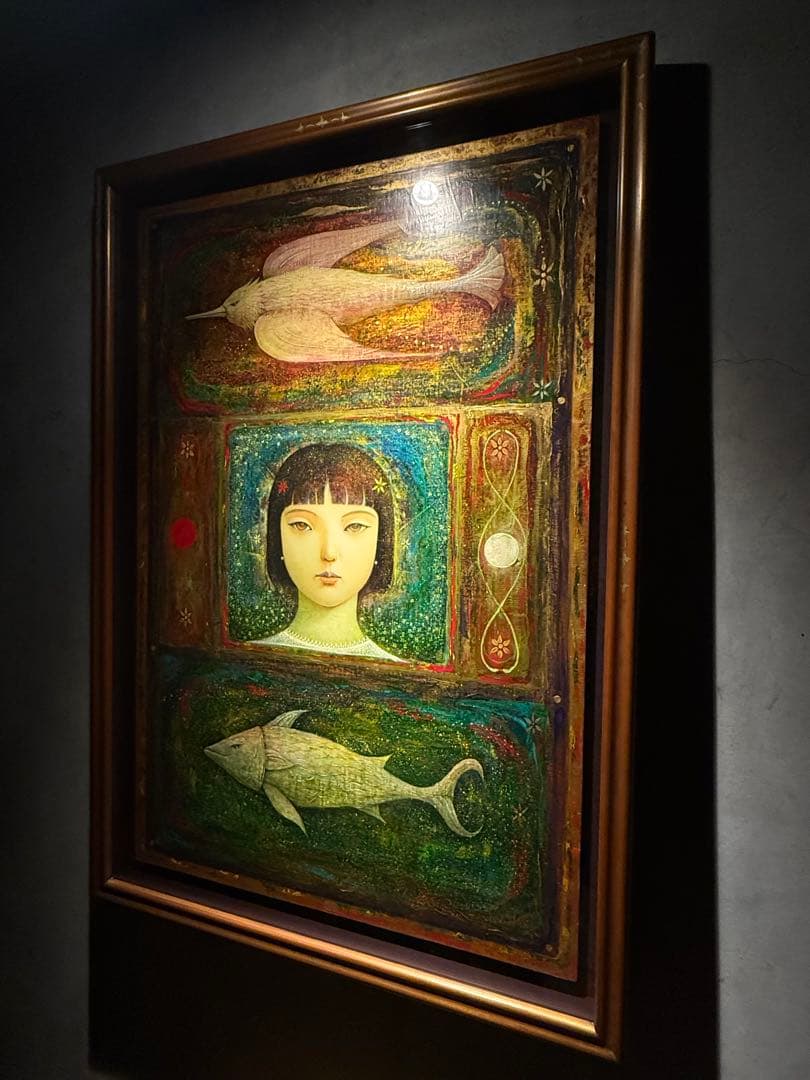 樺山祐和『鳥よ魚よ陽よ月よ人よ』 M 30号 肉筆油彩画