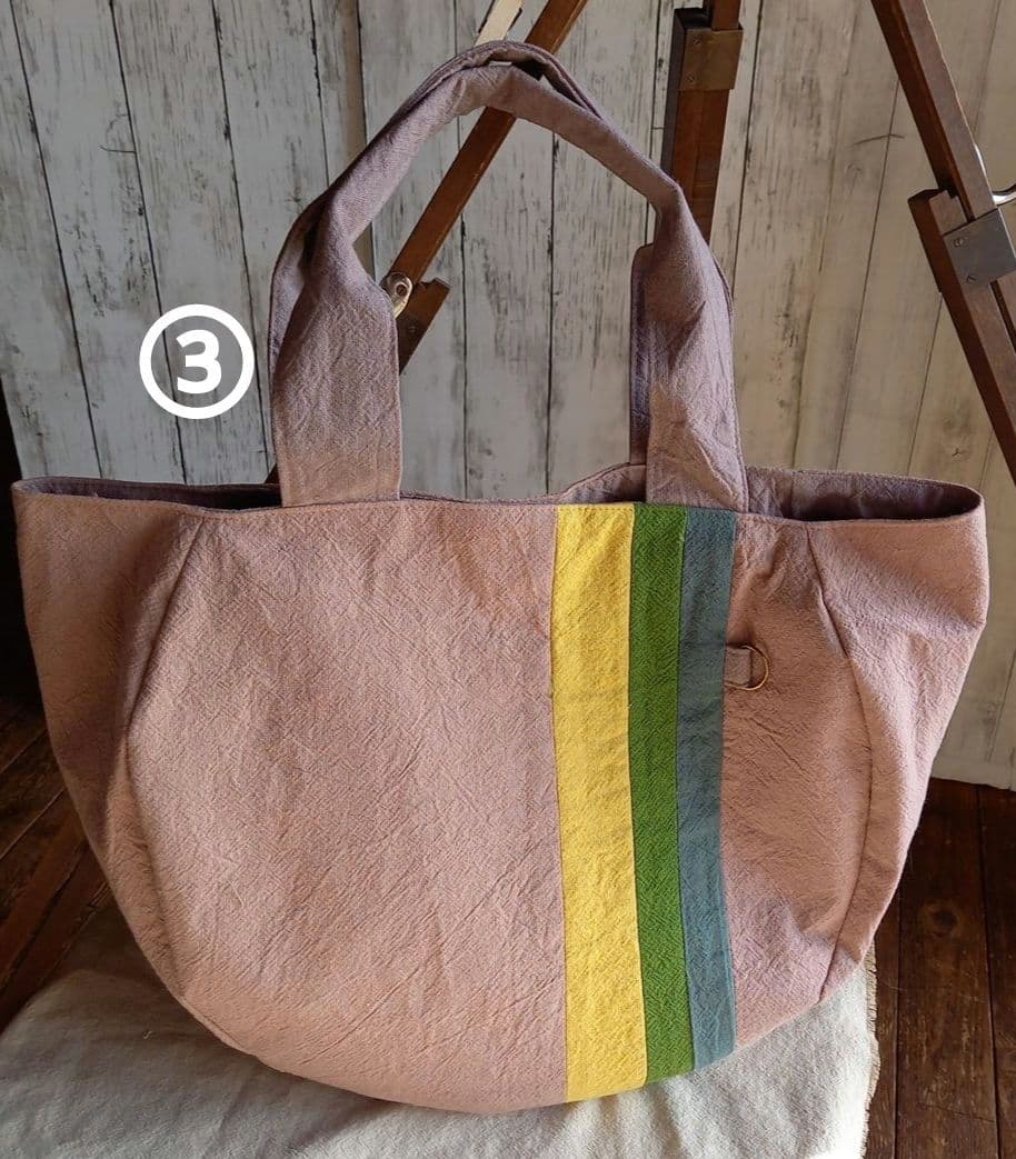 ハンドメイド丸型トートバック※コットンリネン