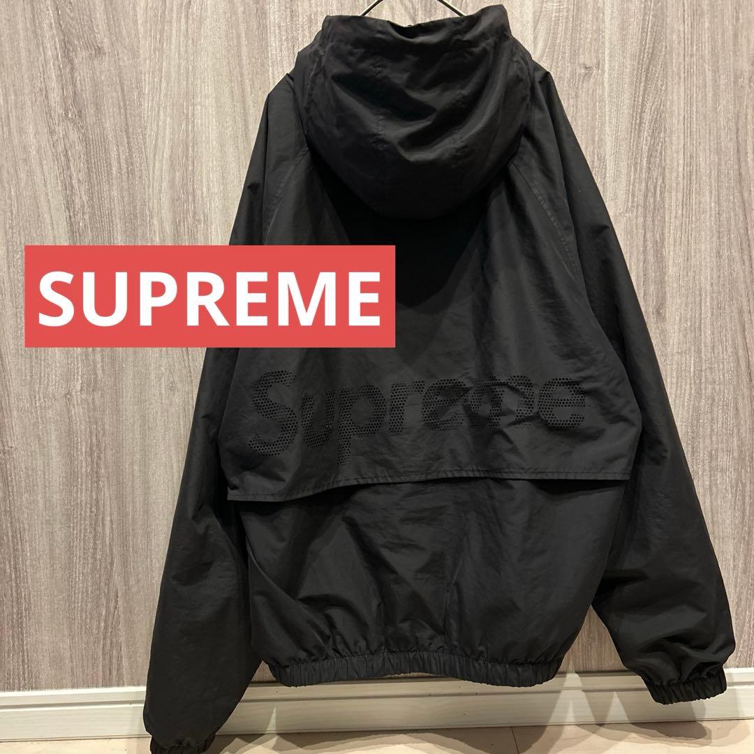 【希少】SUPREME デカロゴ ナイロンジャケット フルジップパーカー 古着M