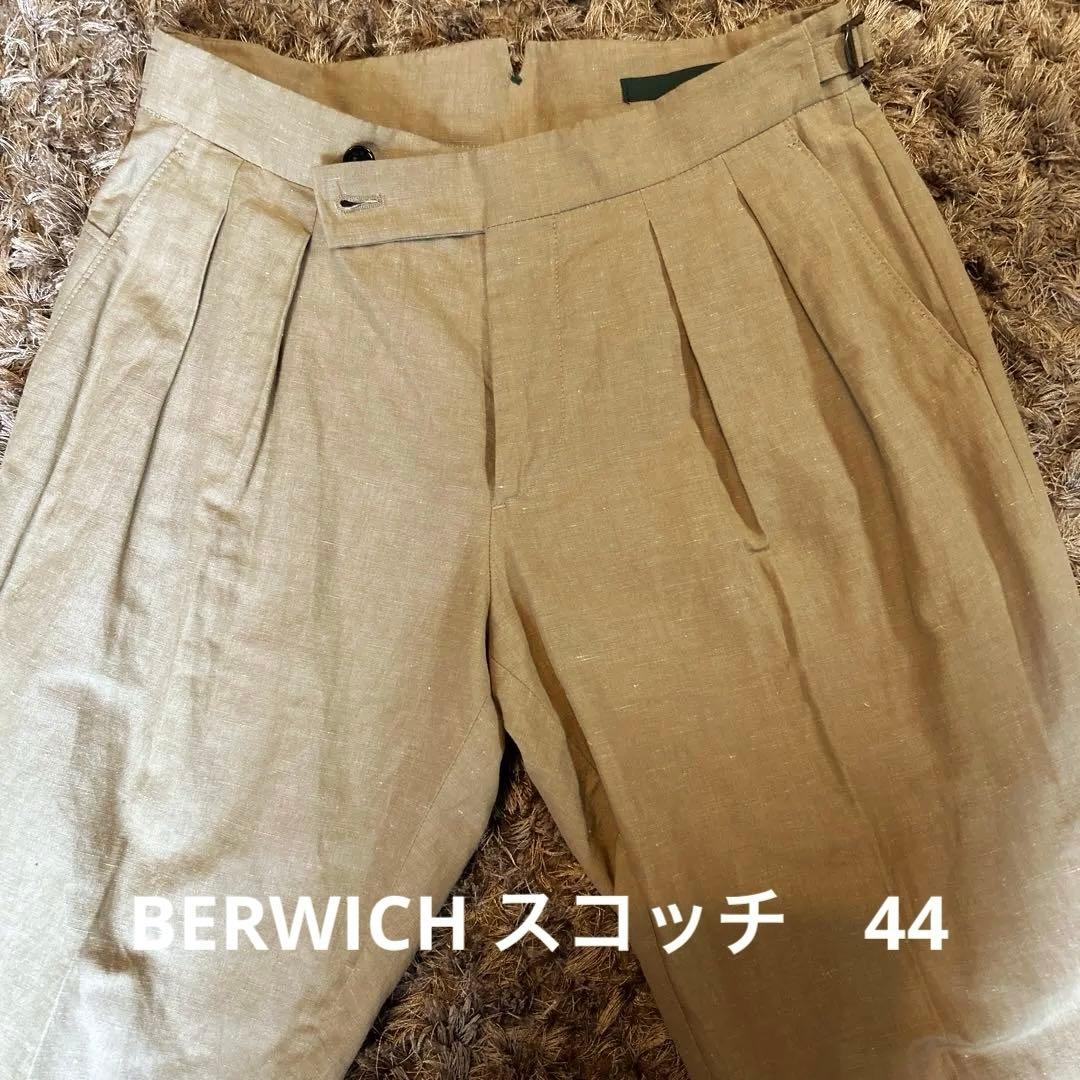 T*T様 BERWICH スコッチ　ベージュ 2プリーツ スラックス　44