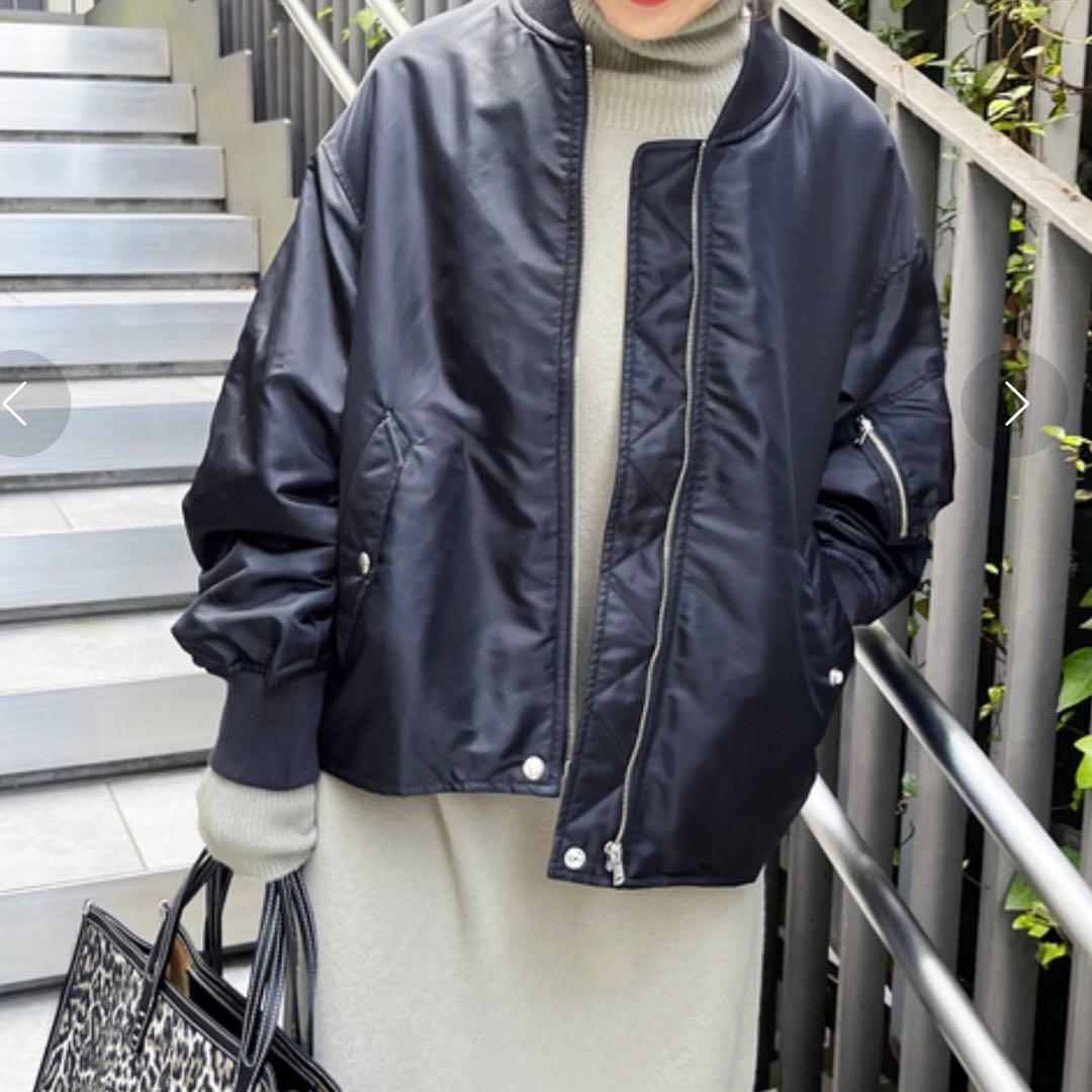 Spick & Span ナイロンツイルMA-1ジャケット 黒　38