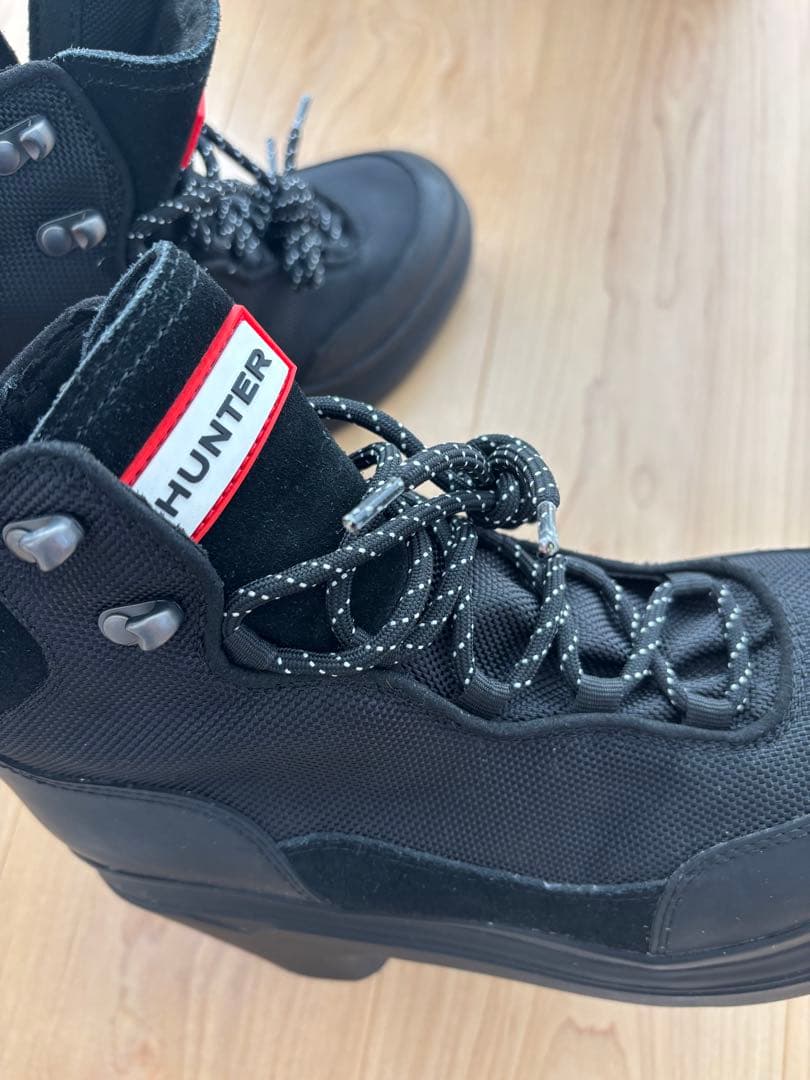 HUNTER ハンター 厚底 レースアップ ヒールブーツ 防水 黒 25cm