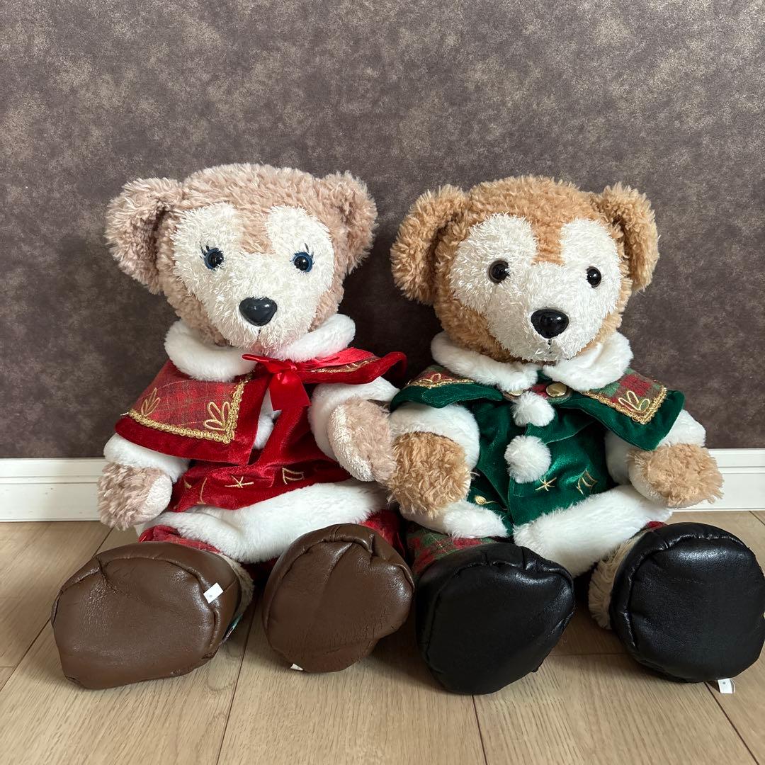 ダッフィーとシェリーメイのぬいぐるみ 2体セット クリスマス衣装付