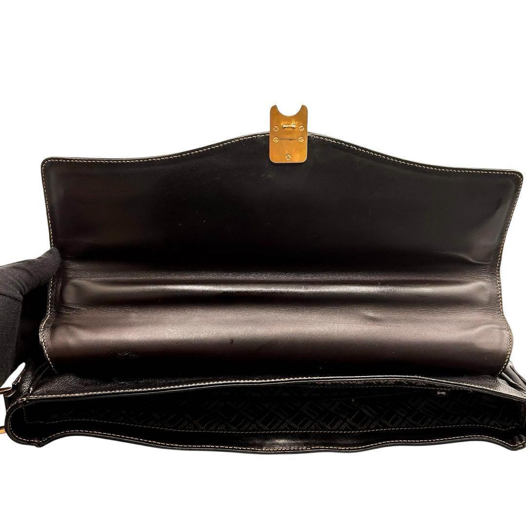 【美品】ダンヒル ダレスバッグ ビジネスバッグ レザー ゴールド金具 黒