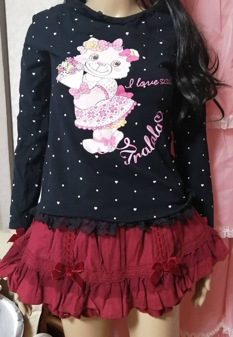 リズリサ　フリル付きワインレッドショートパンツ　バレエコア　fairy core