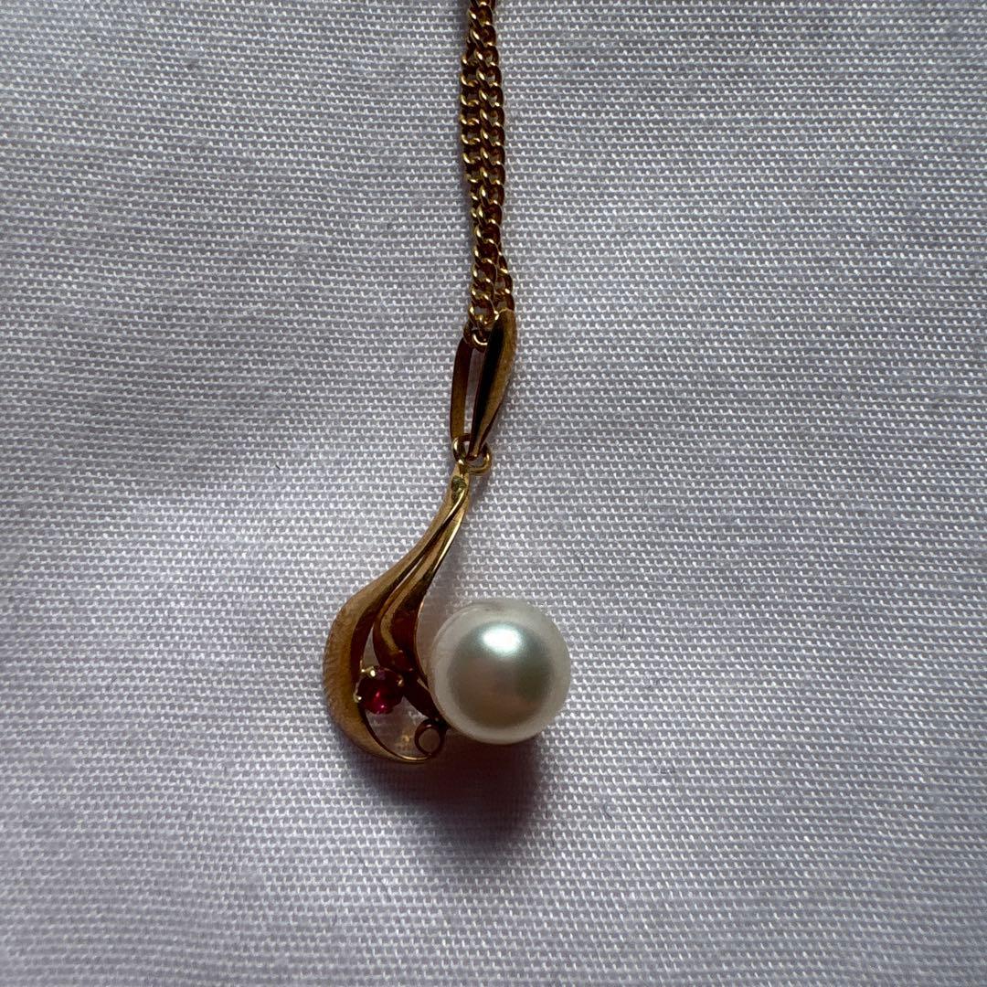 あこや本真珠ゴールドペンダント天然石付き