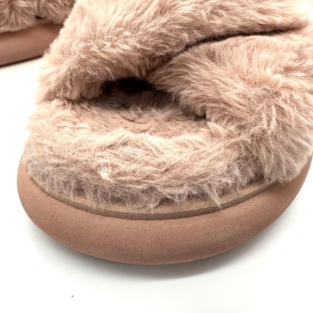 美品★MONCLER モンクレール ソラリス ファーサンダル ピンク 23.5