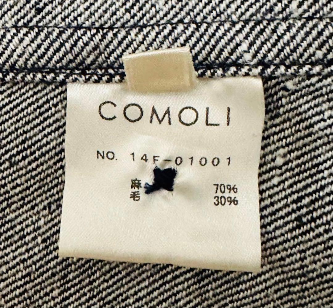 美品 コモリ テーラードジャケット ウールリネン シャツ デニム調 インディゴ