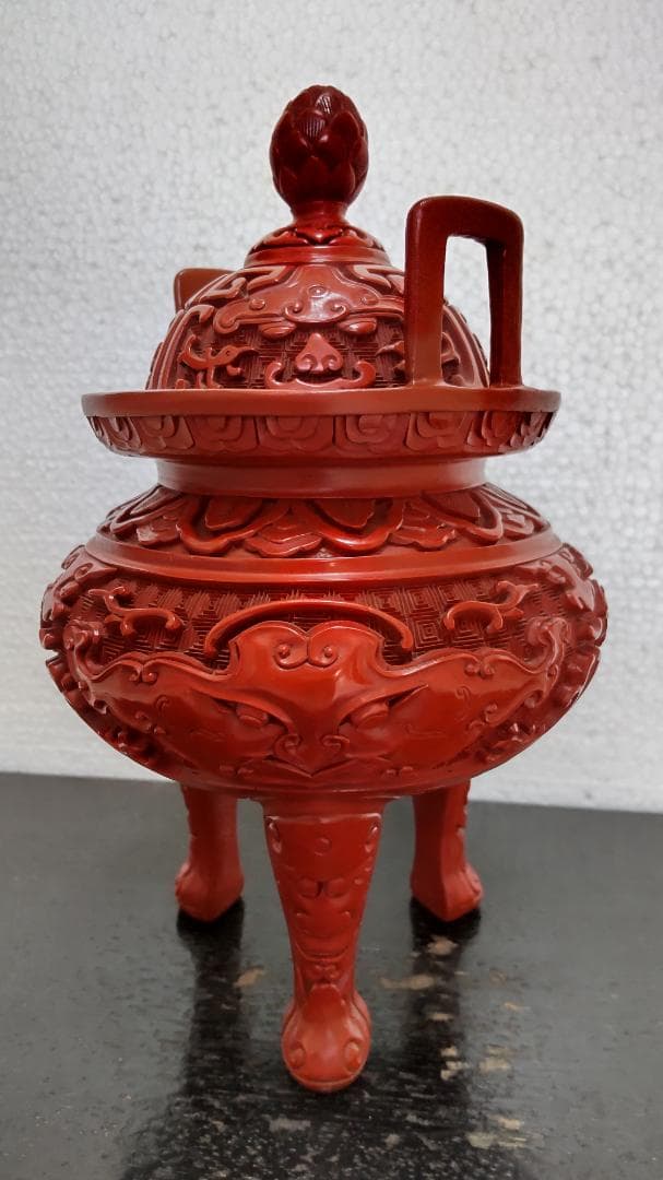 中国古玩　堆朱　ついしゅ　香炉