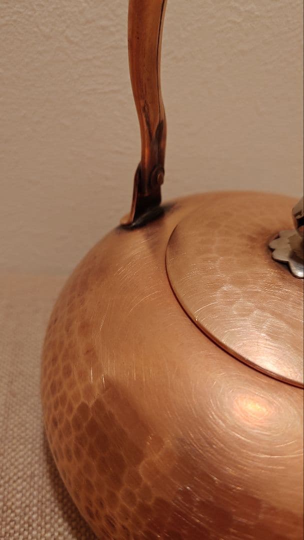 昭和レトロ 鎚目 純銅製やかん 1L