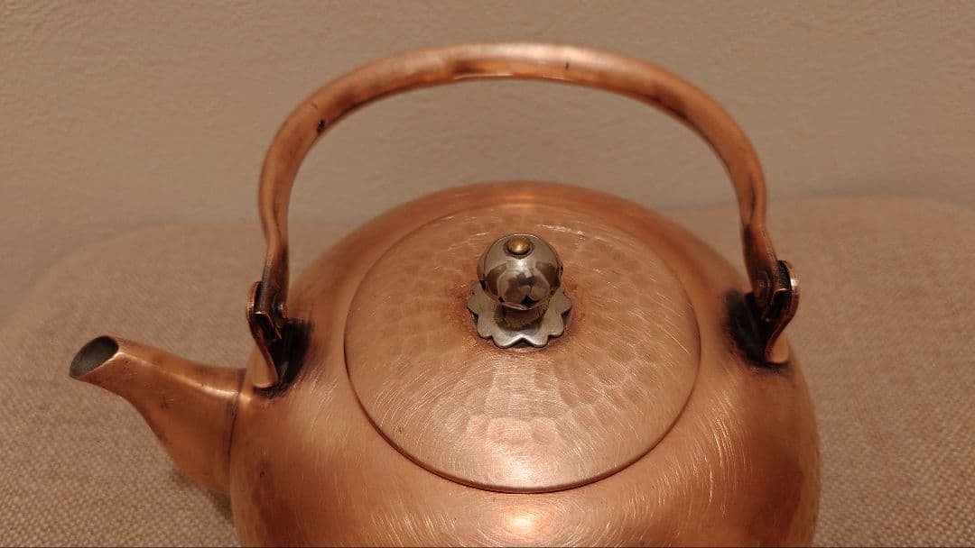 昭和レトロ 鎚目 純銅製やかん 1L