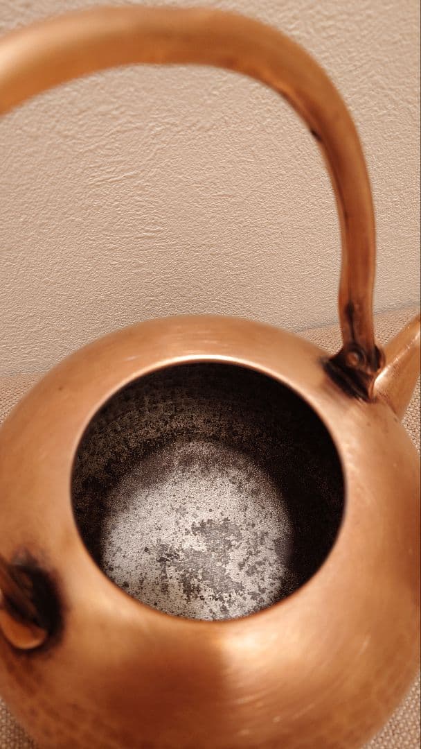 昭和レトロ 鎚目 純銅製やかん 1L