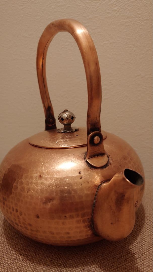 昭和レトロ 鎚目 純銅製やかん 1L