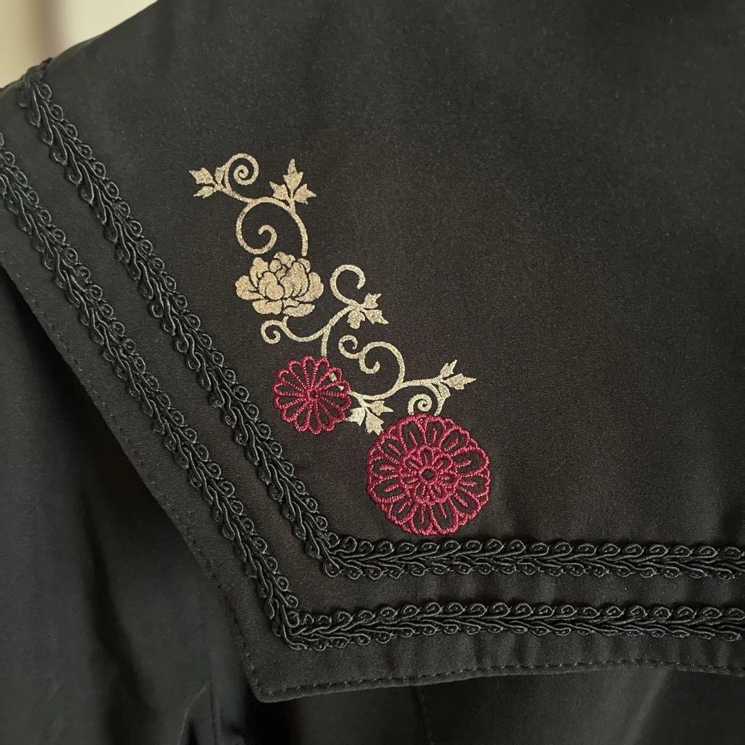 OZZ ON JAPAN 琉球浪漫着物袖ぶらうす 黒 和柄 和ロリ ブラウス