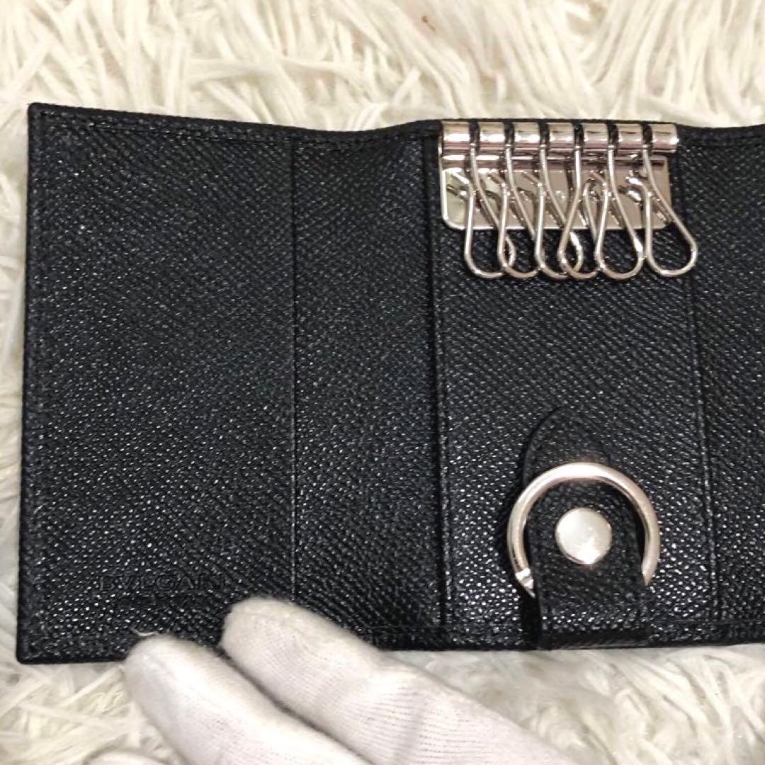 未使用✨ブルガリ レザー　6連キーケース　 キーリング付き　 ブラック