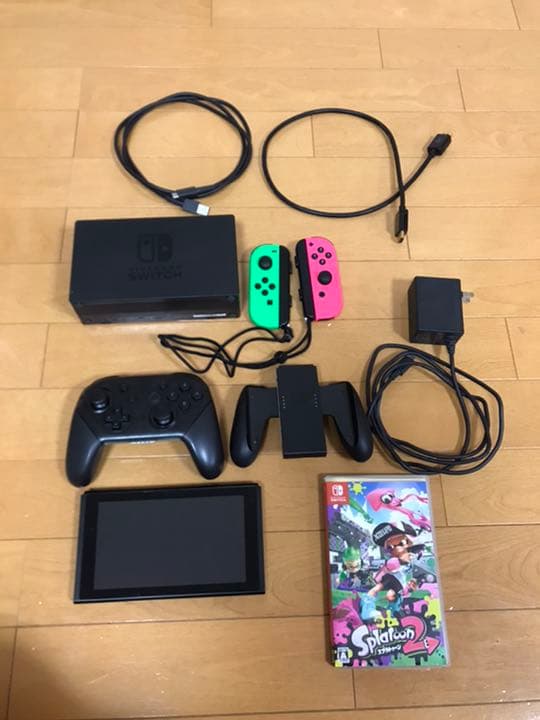 Switch本体、スプラトゥーン2ソフト、プロコン純正品
